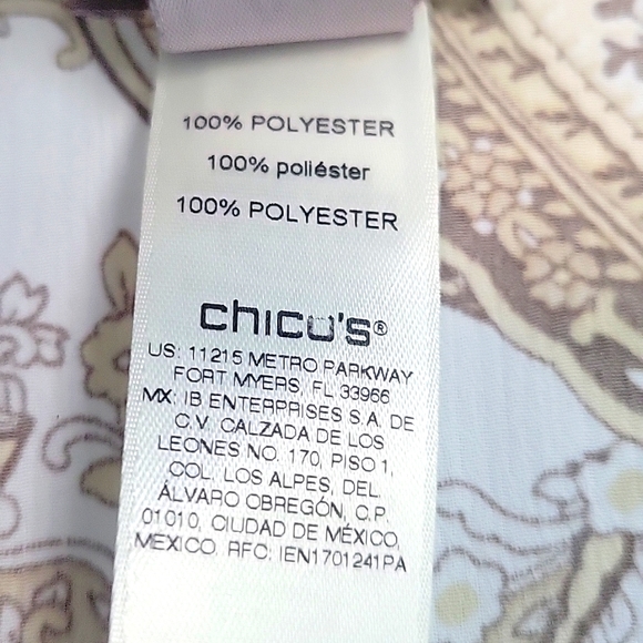 CHICO'S damask tan/white open wrap top - Picture 7 of 8